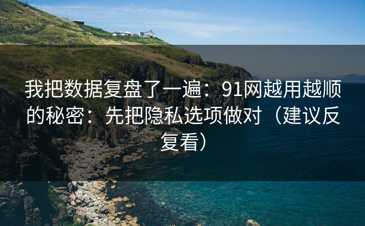 我把数据复盘了一遍：91网越用越顺的秘密：先把隐私选项做对（建议反复看）